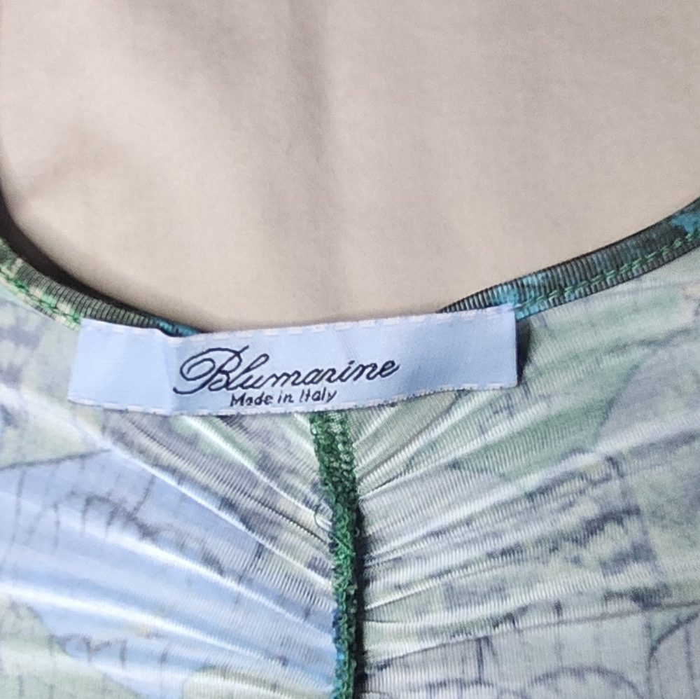 Authentic Blumarine Green Patterned Maxi Dress with Beads & B Swarovski accent. - Picture 8 of 10